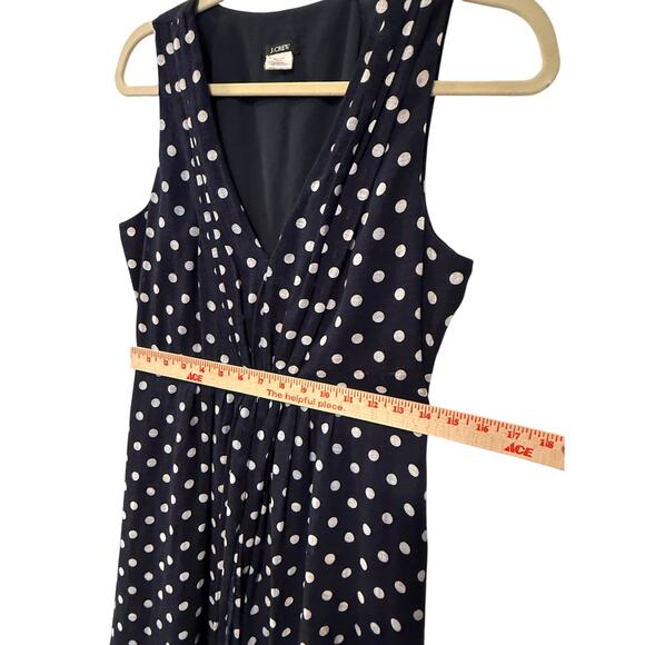 J Crew 6 Elinor Polka Dot Linen Dress $148 Sleeveless Fit&Flare Navy Blue White - Picture 8 of 8